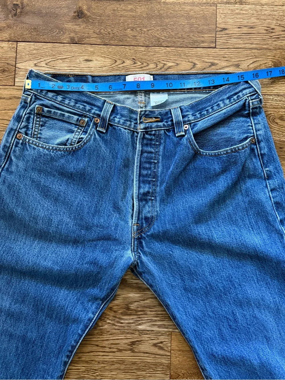 Y2K Levi's Button Fly Straight-Leg Authenticly Distressed Soft Blue Denim Jean